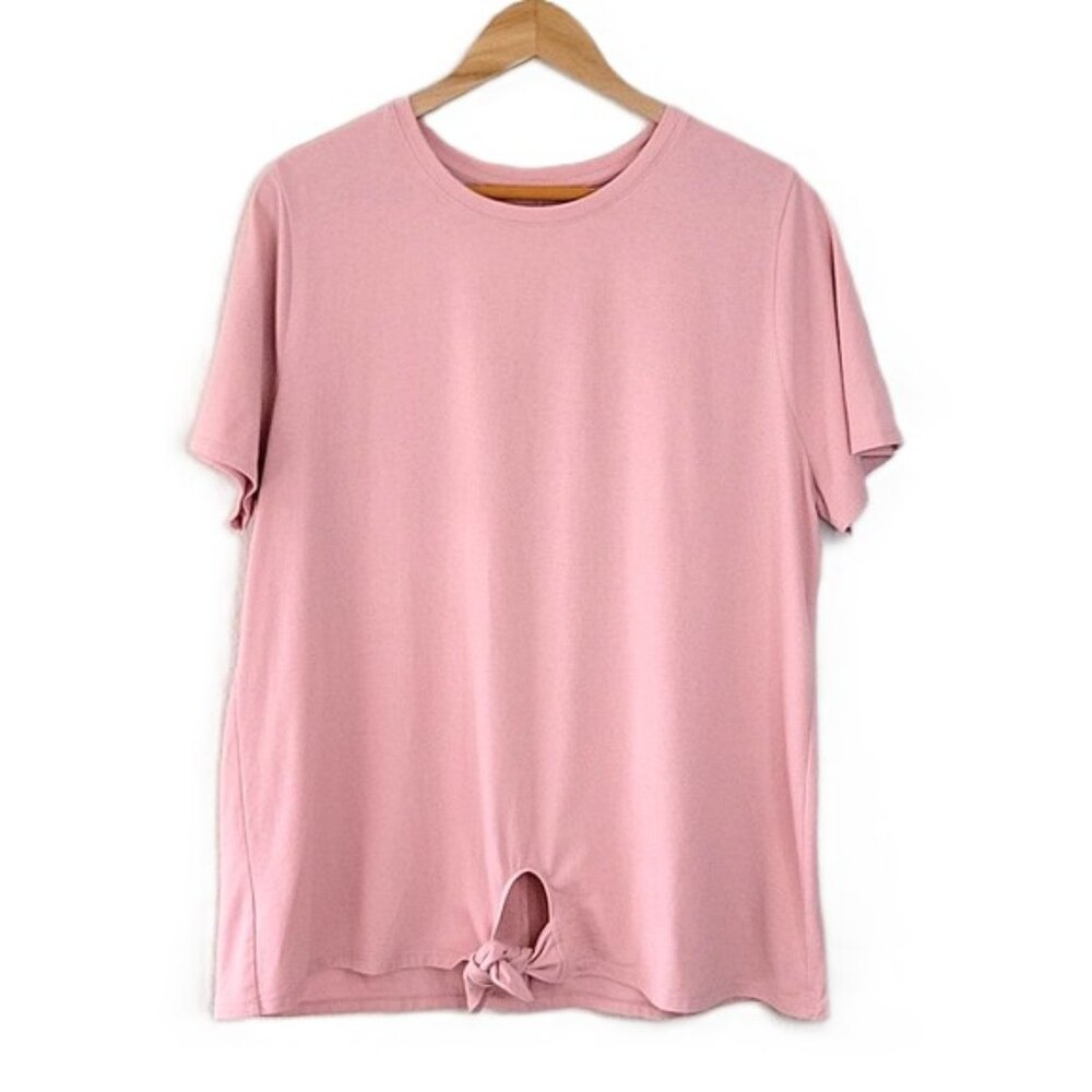 LANE BRYANT Pink Short Sleeve T-shirt size 14/16 Tie Knot Casual Comfortable *